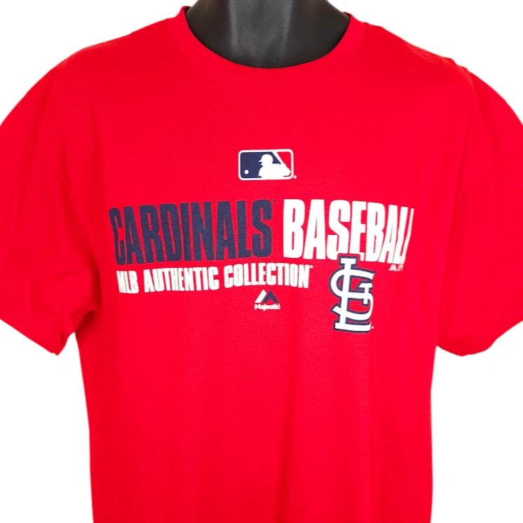 St Louis Cardinals 100% Cotton T-shirt Mens Tees Top Mens Size Large Red MLB Baseball Majestic L