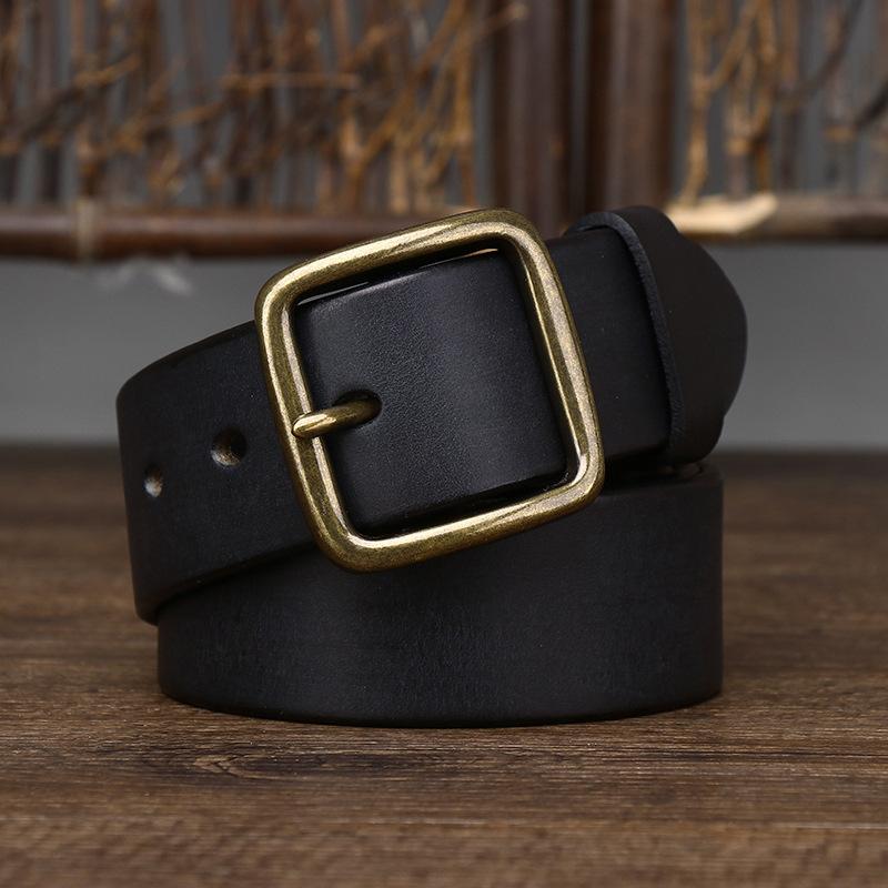 Pánský kožený pásek Osobnost Móda Kožená spona s jehlicemi Čistá měď Mladí lidé Čistá hovězí kůže All-Match Vintage pásek