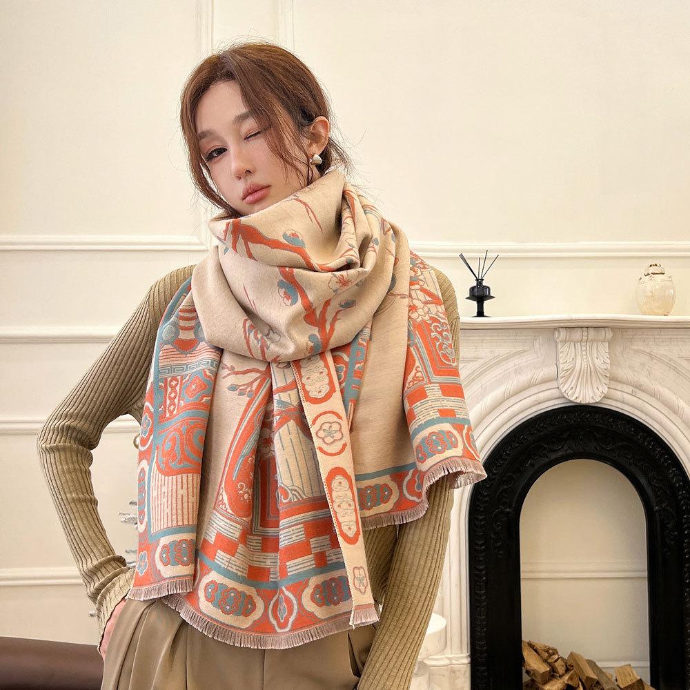 Autumn and winter new jacquard scarf high-end imitation cashmere shawl versatile double-sided warm scarf