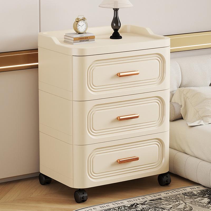 Bedroom Bedside Movable Storage Cabinet with Drawers for Living Room - Plastic Household Snack Organizer