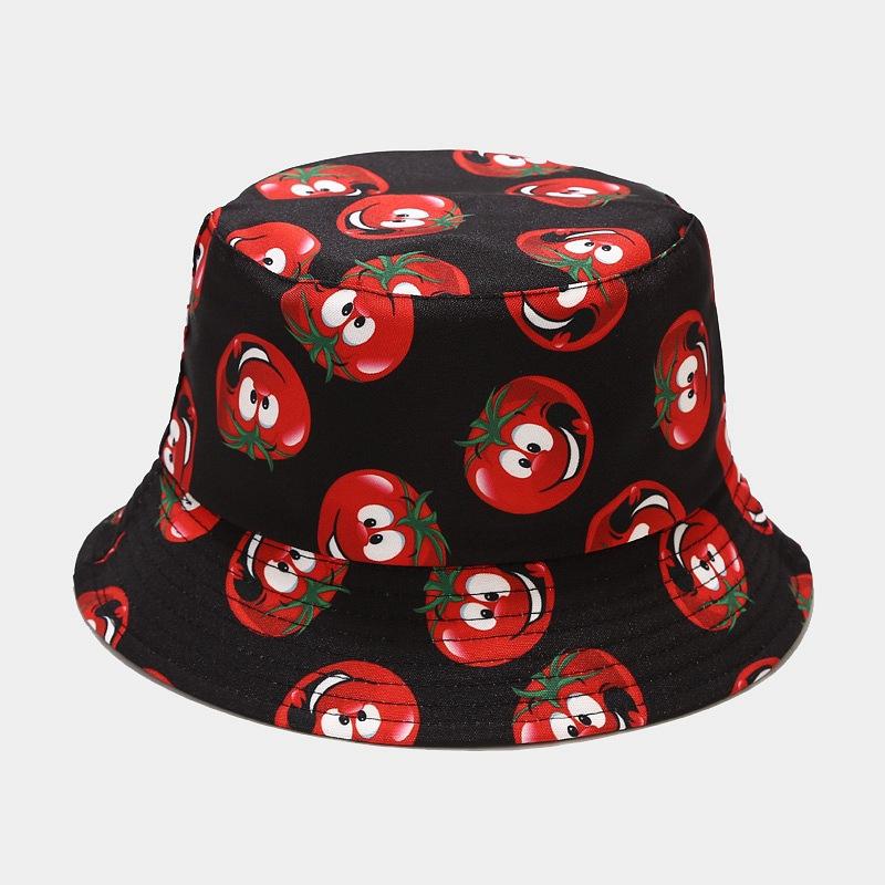Sombrero de pescador con estampado creativo de vegetales para mujer, sombrero para el sol para exteriores, de verano, versátil