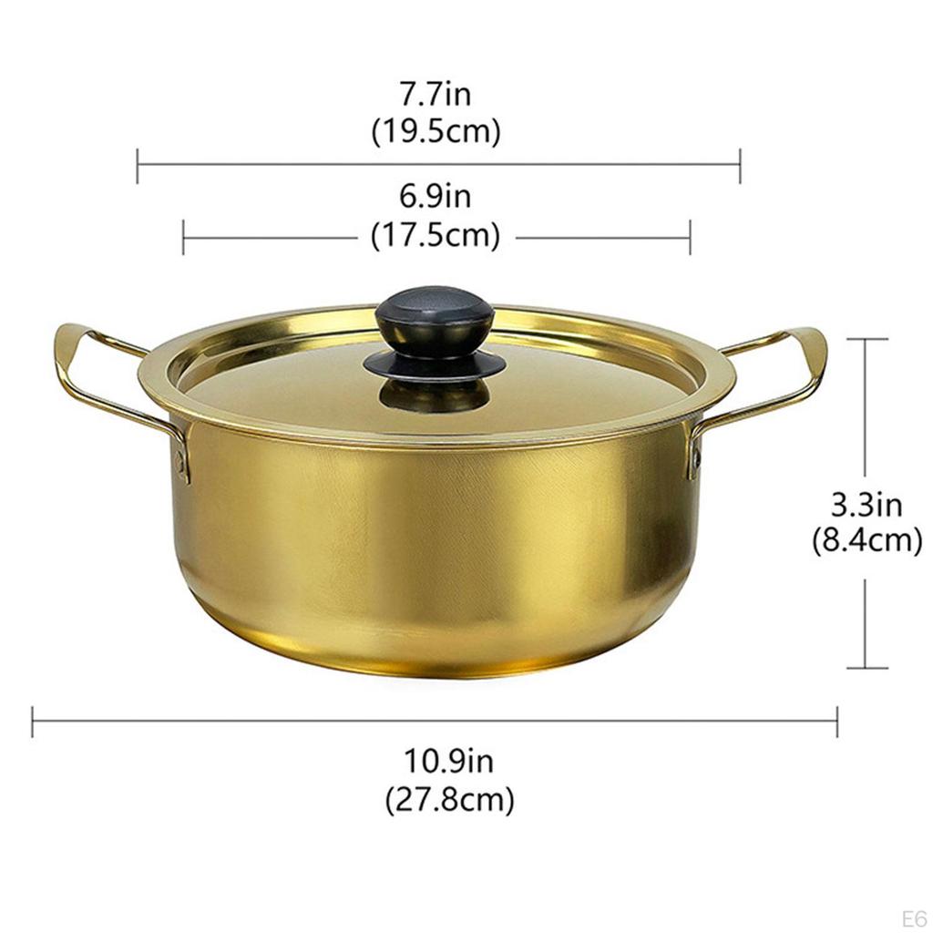 for Korean Ramen, Kimchi Soup, Cookware with Lid, Camping Seafood, Ramen Stew And