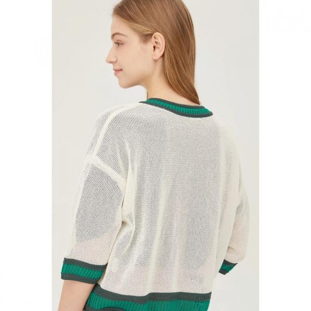 [Benetton] Benetton Round Palm Tree Knit Zip Up Bakcb2531