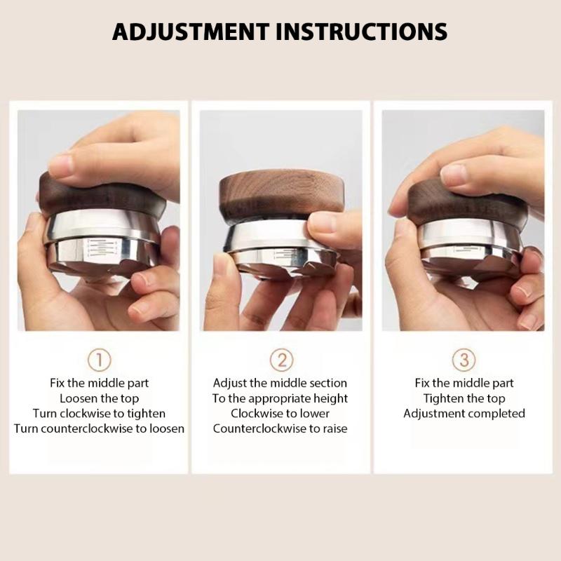 Professional 53MM Espresso Coffee Leveler Stainless Steel Construction Ergonomic Rosewood Grip Coffee Distributor Tool