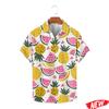 Fashion Fruit Orange Graphic Hawaiian Shirt For Men 2026 Spring Summer Lapel Aloha Shirts Street Oversized Short Sleeve Shirt