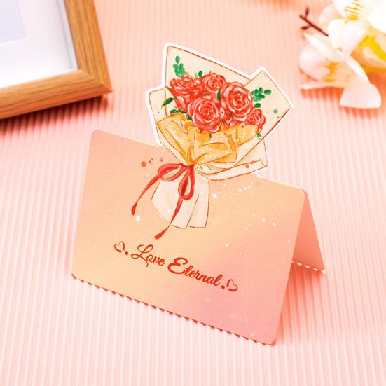 Holiday Blessing Card 10Pcs 3D Bouquet Greeting Card, Thank You Best Wishes Folding Floral Note for Mother's Day Father's