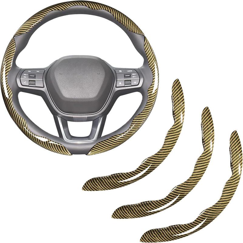 2Pcs Car Steering Wheel Covers Booster Micro Fiber Leather Auto Interior Decorative Accessories Glossy Carbon Fiber Looking