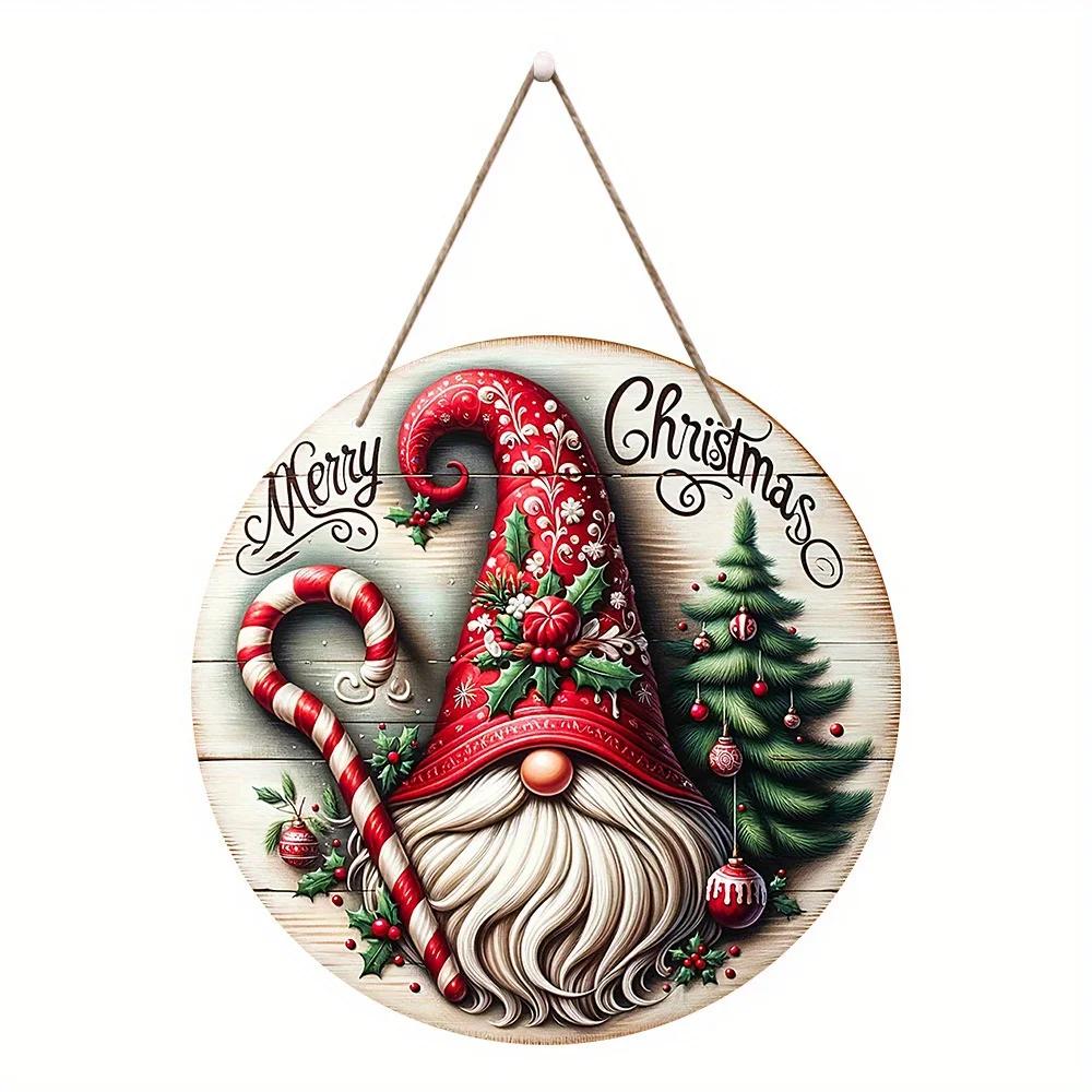 

New House Rustic wood Christmas decorations - Santa and Gnome door hangings holiday wall signs for home, outdoors and front yard
