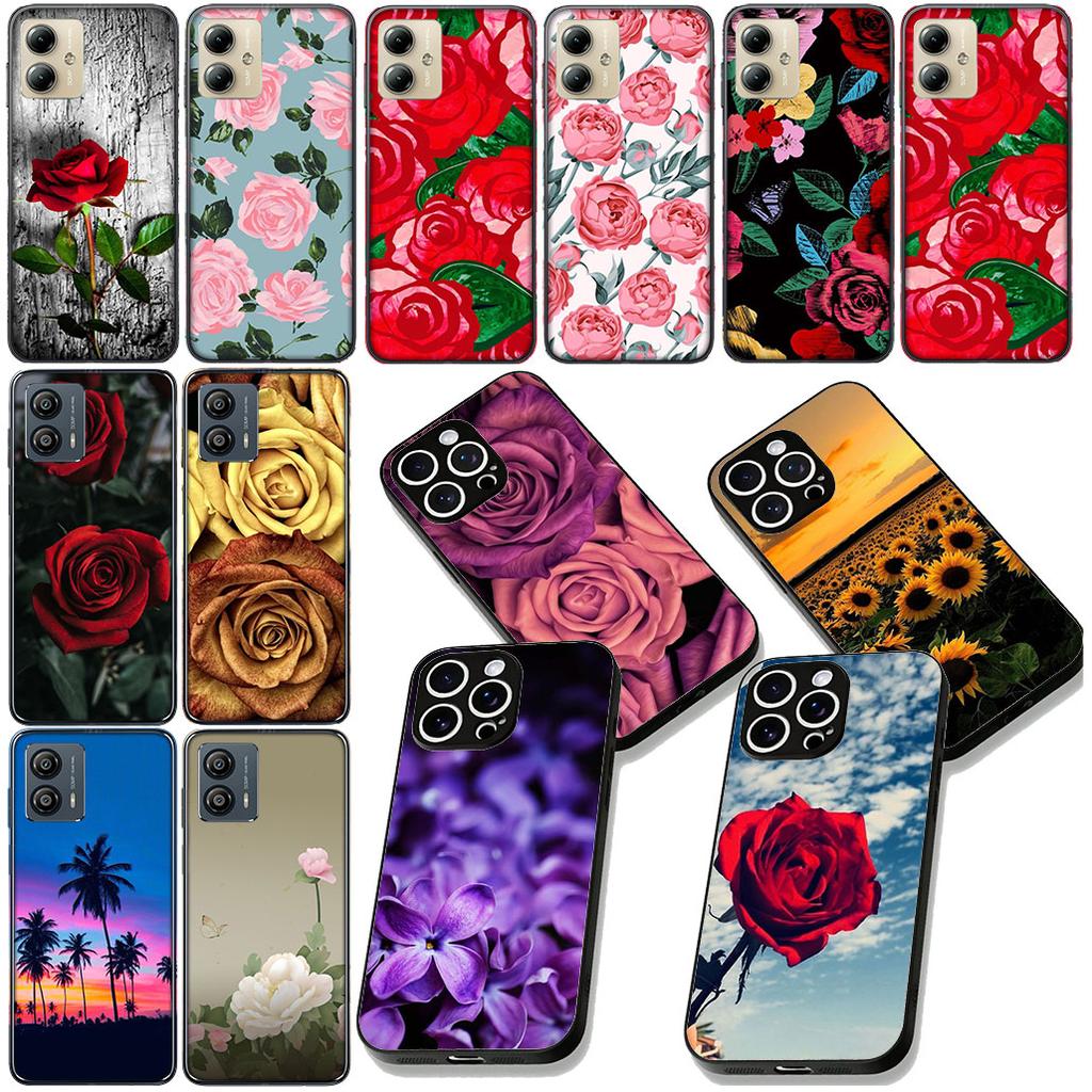 Rose Flower Peony Phone Case for Motorola Moto Edge 70 60 Fusion NEO Pro G Stylus G56 G96 G52 G04 G05 G64 G71 Protective Cover