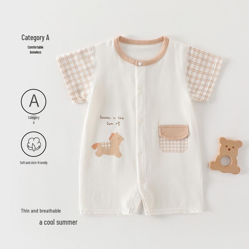 Baby Boy Short Sleeve Cartoon Bodysuit Romper - Summer Newborn Onesie Size 80
