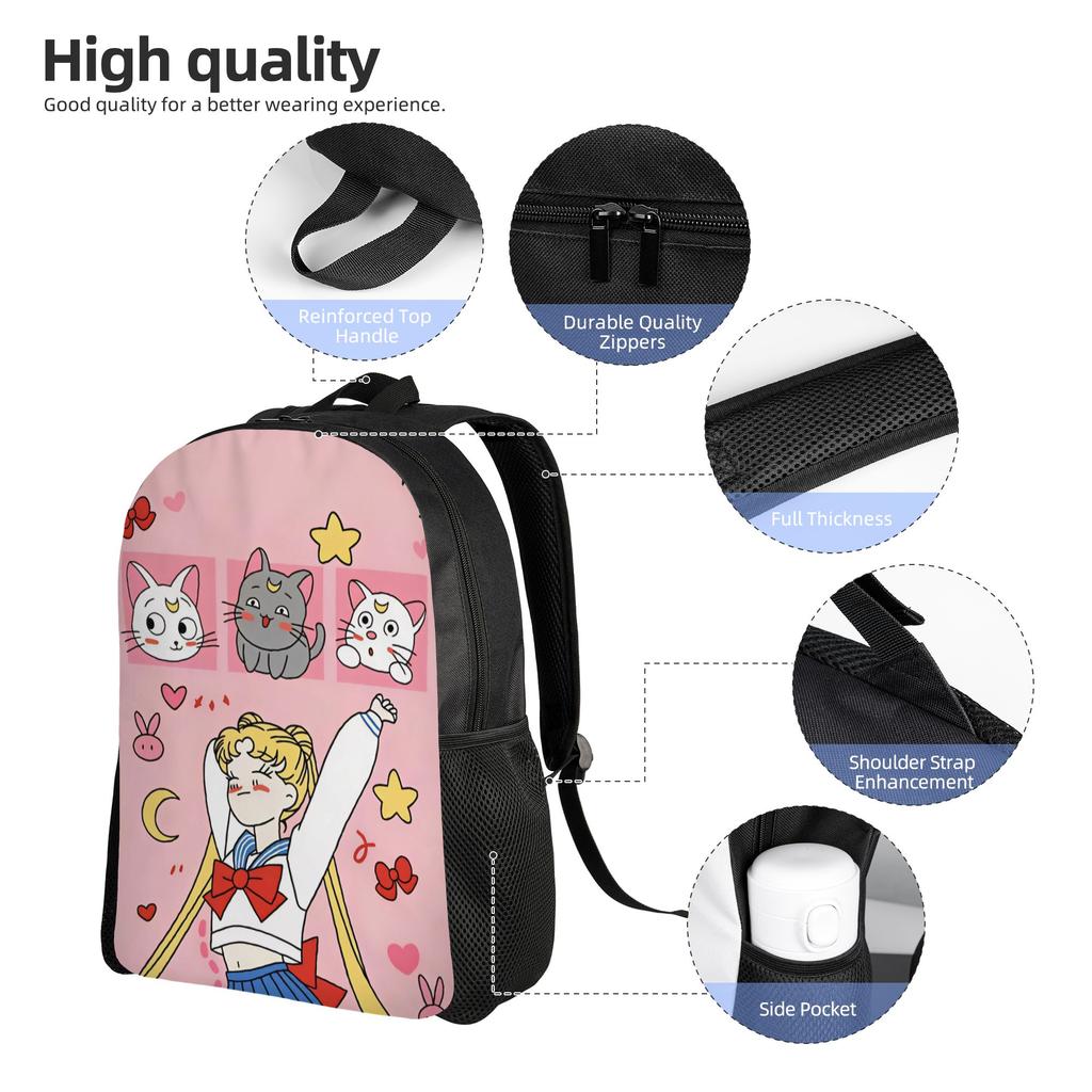 Sailors Moon Backpack Male Lightweight Backpacks Polyester Leisure High School Bags Hiking Designer Rucksack