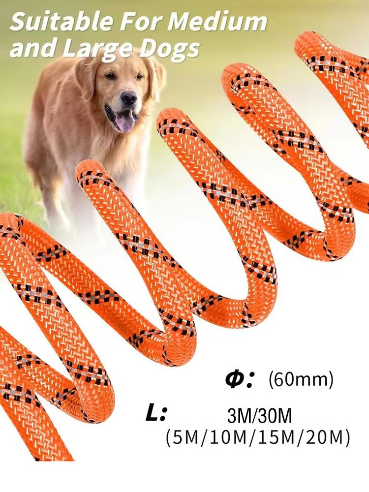 Reflective Long Dog Training Leash Heavy Duty Wear Resistant Nylon Pet Traction Lead For All Dogs Outdoor Daily Walking Hiking