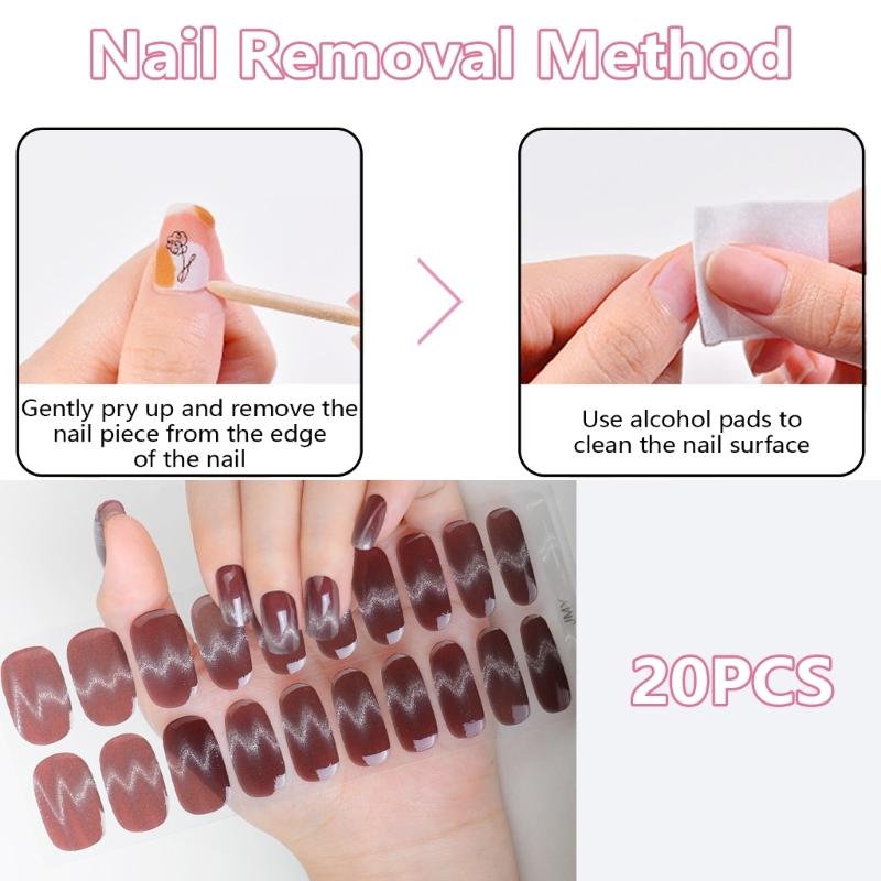 Semi Curing Gel Nails Polish Strips Gradient Self Adhesive Gel Nail Sticker Full Cover French Tip Nail Wraps for Women