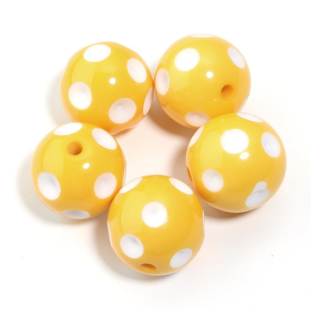5pcs/lot 20mm White Polka Dot Resin Beads Colorful Round Loose Spacer Beads For Jewelry Making DIY Crafts Pen Beads Accessories