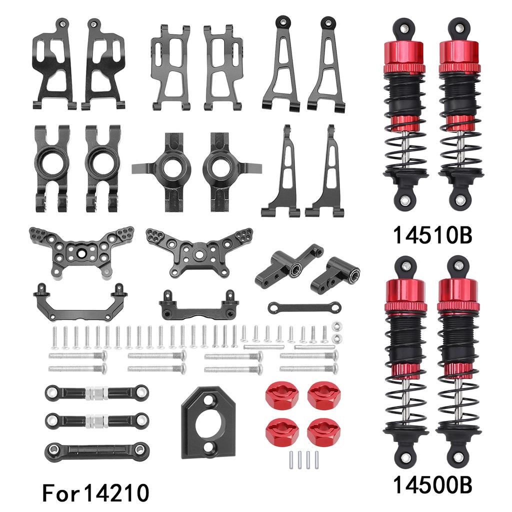 Mjx 14210 14209 H14BM Metal Steering Cup Upper Lower Swing Arm Set Shock Tower Bracket Body Post Hyper Go RC Car Upgrade Parts