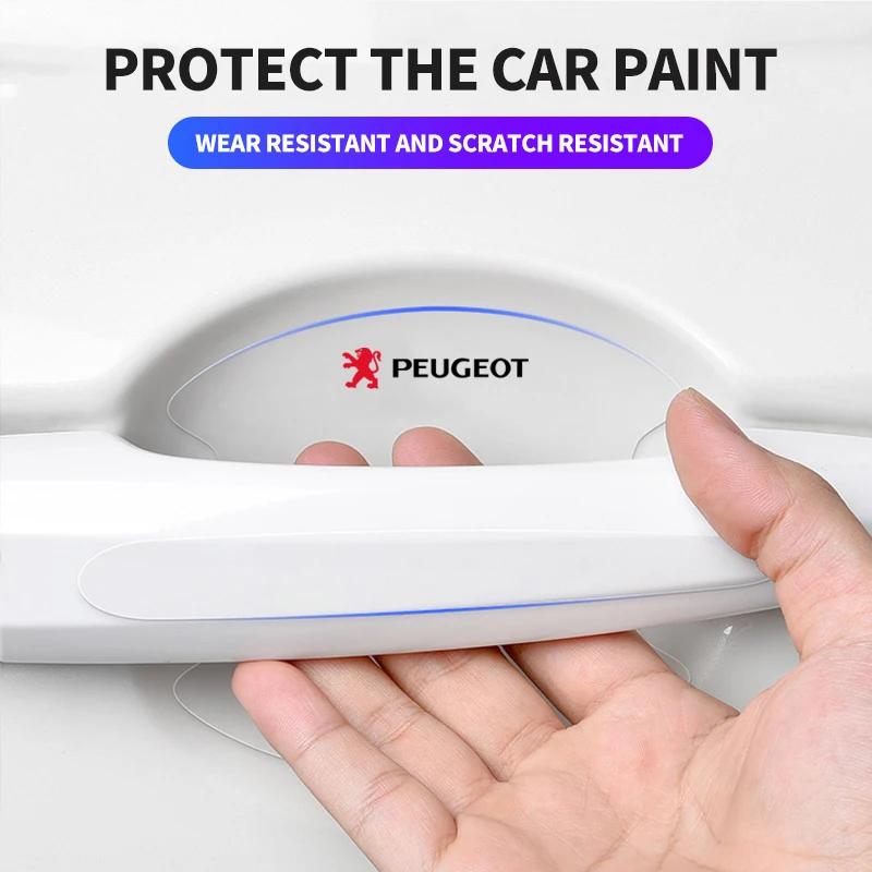 8pcs Transparent Car Door Handle Protector Stickers Protection Film For Peugeot 206 307 308 3008 207 208 407 508 2008 5008 107
