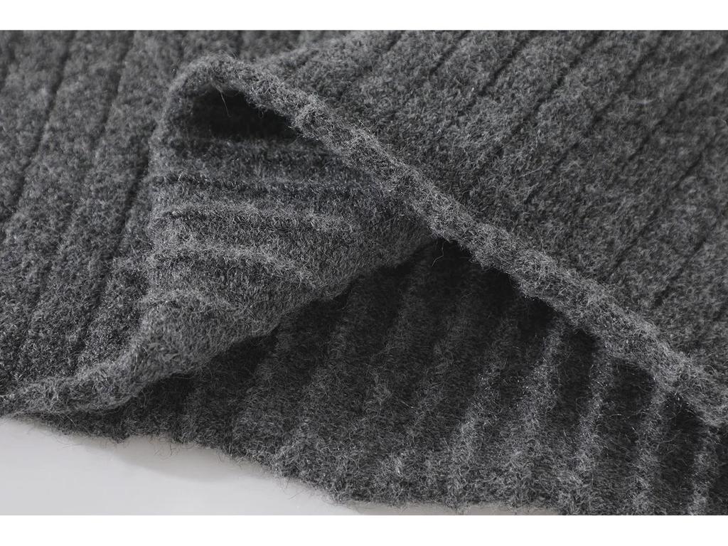 Women's Retro Knitted A-Line Dress: Versatile, Slimming Long-Sleeve for Spring, Autumn, and Winter