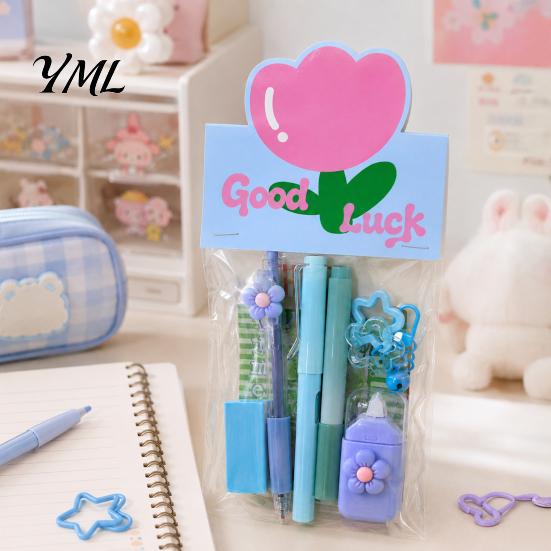Student Homework Essentials Flower Stationery Set, Macaron Color Correction Tape And Smooth Back to School Writing Gel Pens, Portable for Students