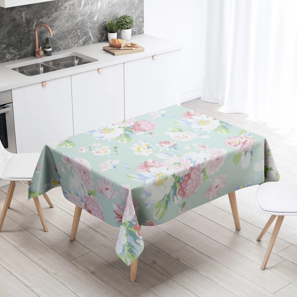 

Скатерть с цветочным рисунком, домашний декор, устойчивая к пятнам, водонепроницаемая скатерть, украшение для стола, прямоугольные кухонные столешницы для камина 140x180cm