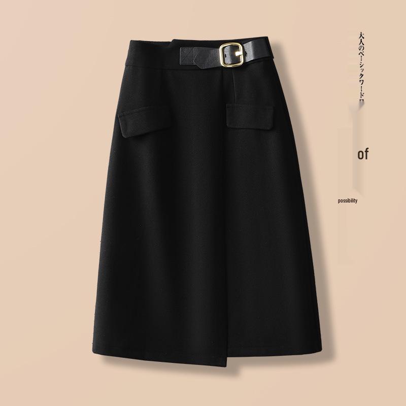 

Korean Style Women s Midi Skirt with Irregular A-line, Back Zipper, and Stylish Belt for Autumn/Winter 2025 29/XL [Recommended for 115-125 jin] чорний