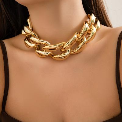 Exaggerated Acrylic Geometric O-chain Clavicle Necklace Punk Thick Chain Gold Color Choker Women's Aesthetic Neck Jewelry