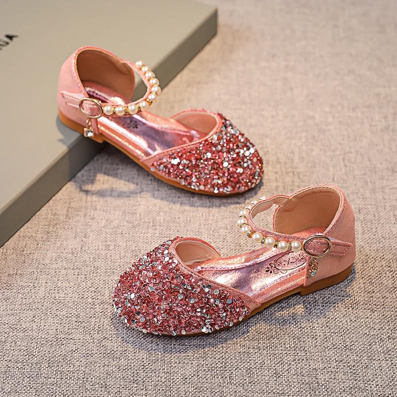 Girls' Rhinestone Pearl Princess Sandals - Soft-Soled Turban Style for 2025 Summer, Ideal for Stage Performances