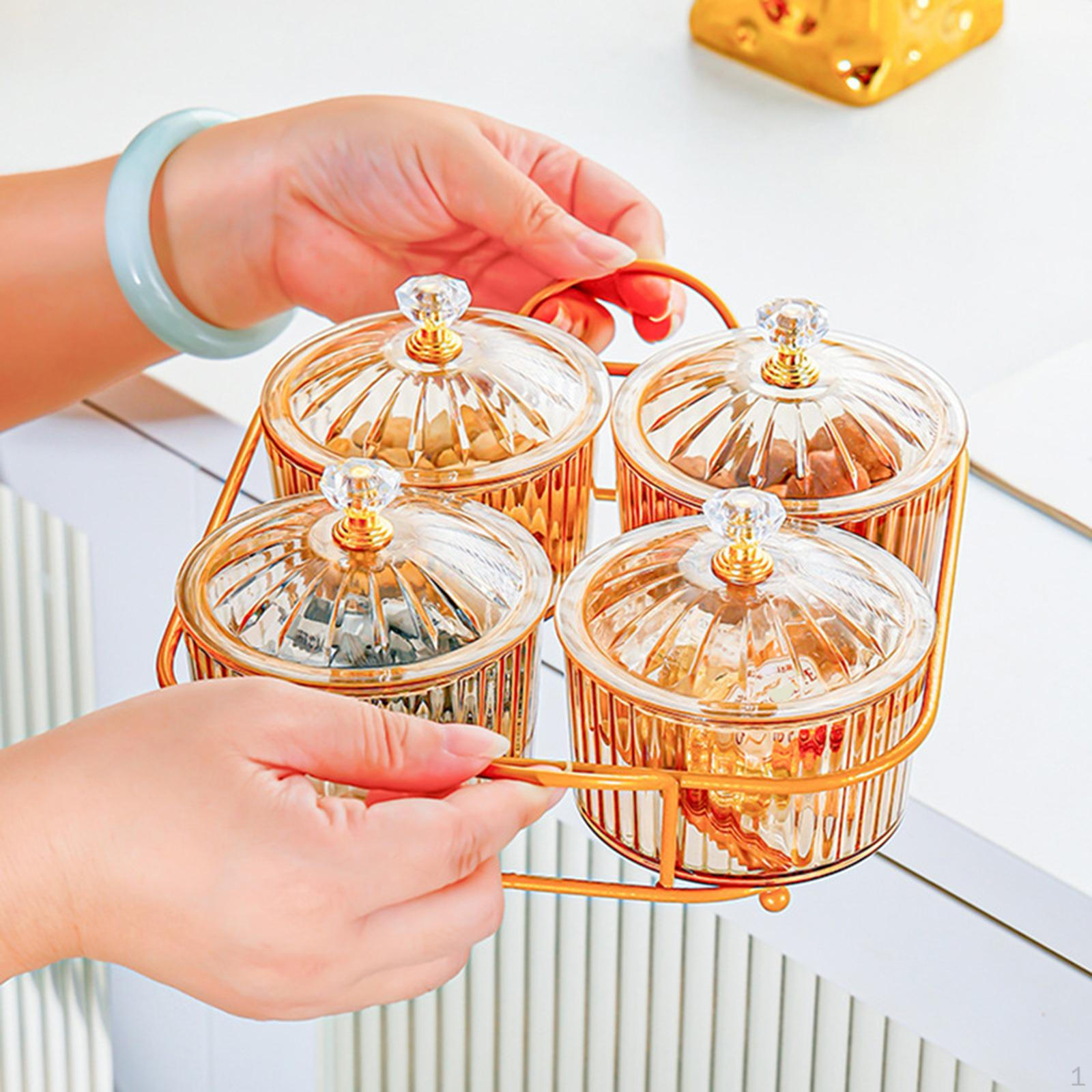 

Поднос для сервировки с отсеком, ящик для хранения закусок и снэков Amber 4 bowls