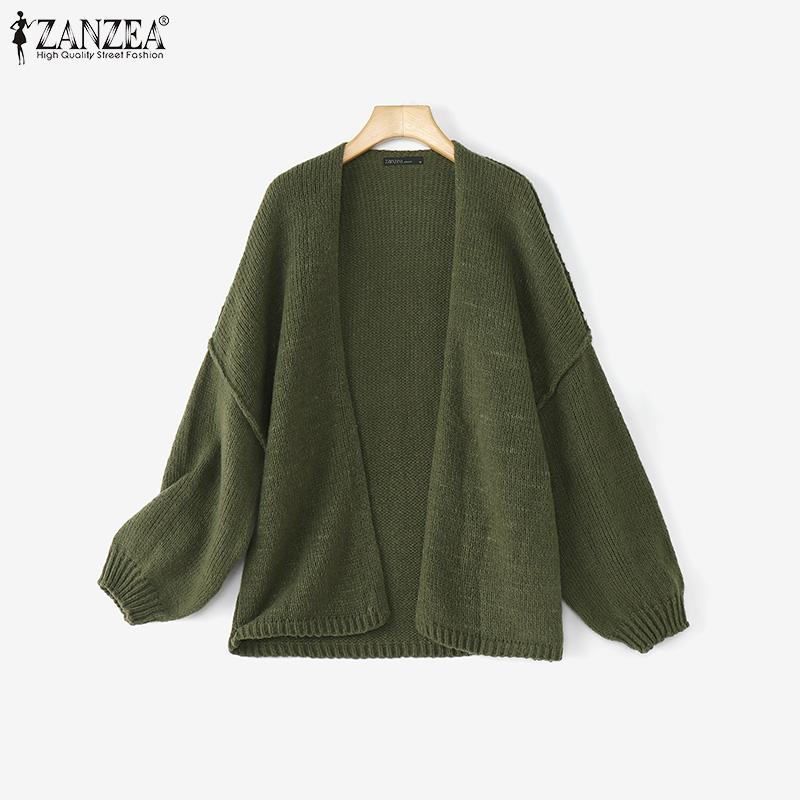 ZANZEA Winter Autumn Women Long Sleeve Open Front Casual Loose Knitted Sweaters Cardigan