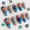 24 Stück tragbare Press-On-Nägel Erdbeer-Schleifen-Design Nagelspitzen Rot Kurz Mandel Perle Sternenlicht Falsche Nagelkunst Blume Falsche Nägel