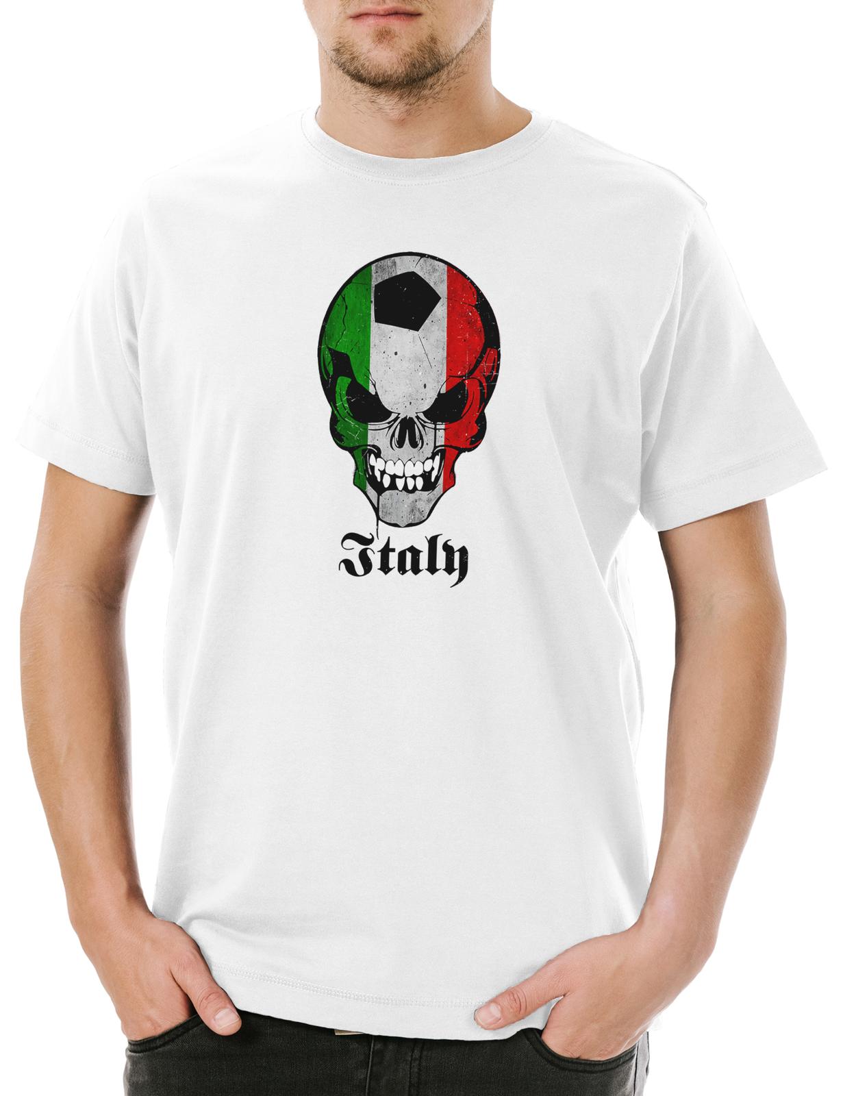 Classic Italy Football Skull Flag Men s T-Shirt Mens Womens Tees Top Hooligan Skull Banner Flag 3XL