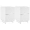 Nightstand 2 Pcs White 33.5 X 34.5 X 50 Cm Engineered Wood