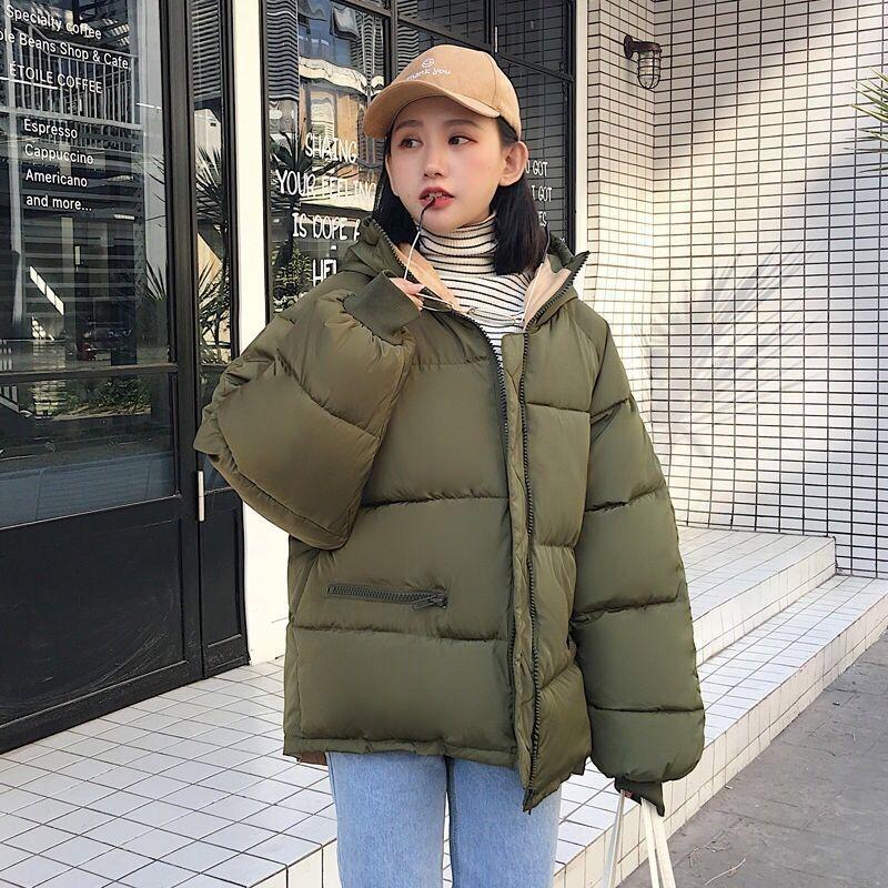 

Пуховик, новые зимние студенческие куртки, свободная одежда-хлеб, маленькая короткая хлопковая одежда для женщин XL suggestion [150-165] catties армия зеленый