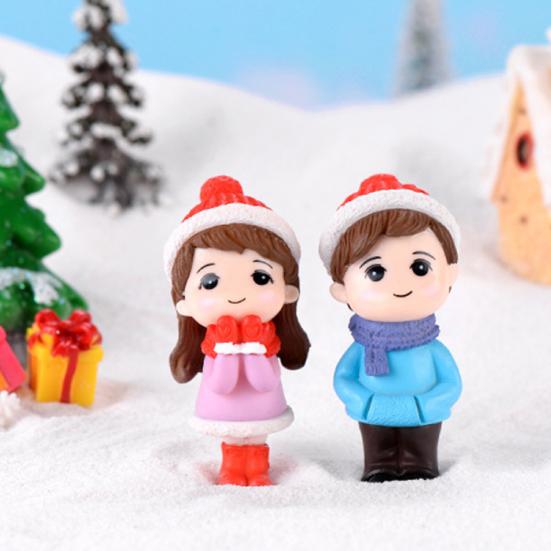 Dollhouse Dolls Lovely Miniature Bonsai DIY Couple Snowman Model Figurine Landscape Decor