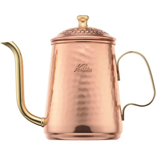 Kalita Cu Kettle 600 #52260, a 600ml Copper Coffee Pot with a Narrow Nozzle and Direct Flame Operability. Made In Japan. This Drip Pot, Perfect for Br