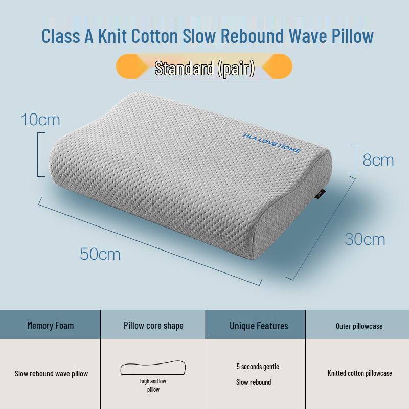 Men's Knitted Memory Foam Pillow Pair - Slow Rebound, Neck Support, Pressure-Free Comfort for Enhanced Sleep