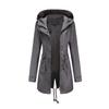 Women’s Trench Coat Cotton Solid Color Hooded Zipper Windproof Long Jacket Drawstring Outdoor Hiking Windcheater Spring Autumn Winter Outwear