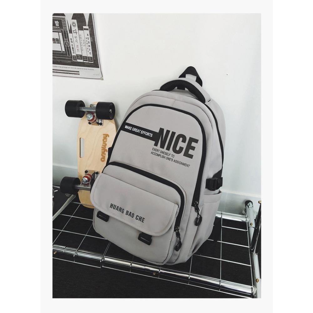

Trendy fashion backpack personalized letters large capacity junior high school student schoolbag going out travel computer backpack серый