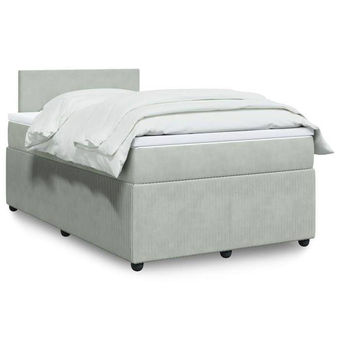 VidaXL Sommier à lattes de lit et matelas gris clair 120x190cm velours 3289980