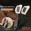 Suede Leather Three Sided Shoe Brush Brass Wire Shoe Cleaning Care Brush Snow Boots Shoe Cleaner Shoe Accessories