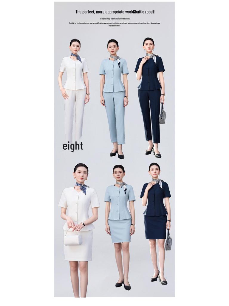 Elegant Seven-Sleeve Slim-Fit Women's Top, Summer Workwear/Professional Suit Style
