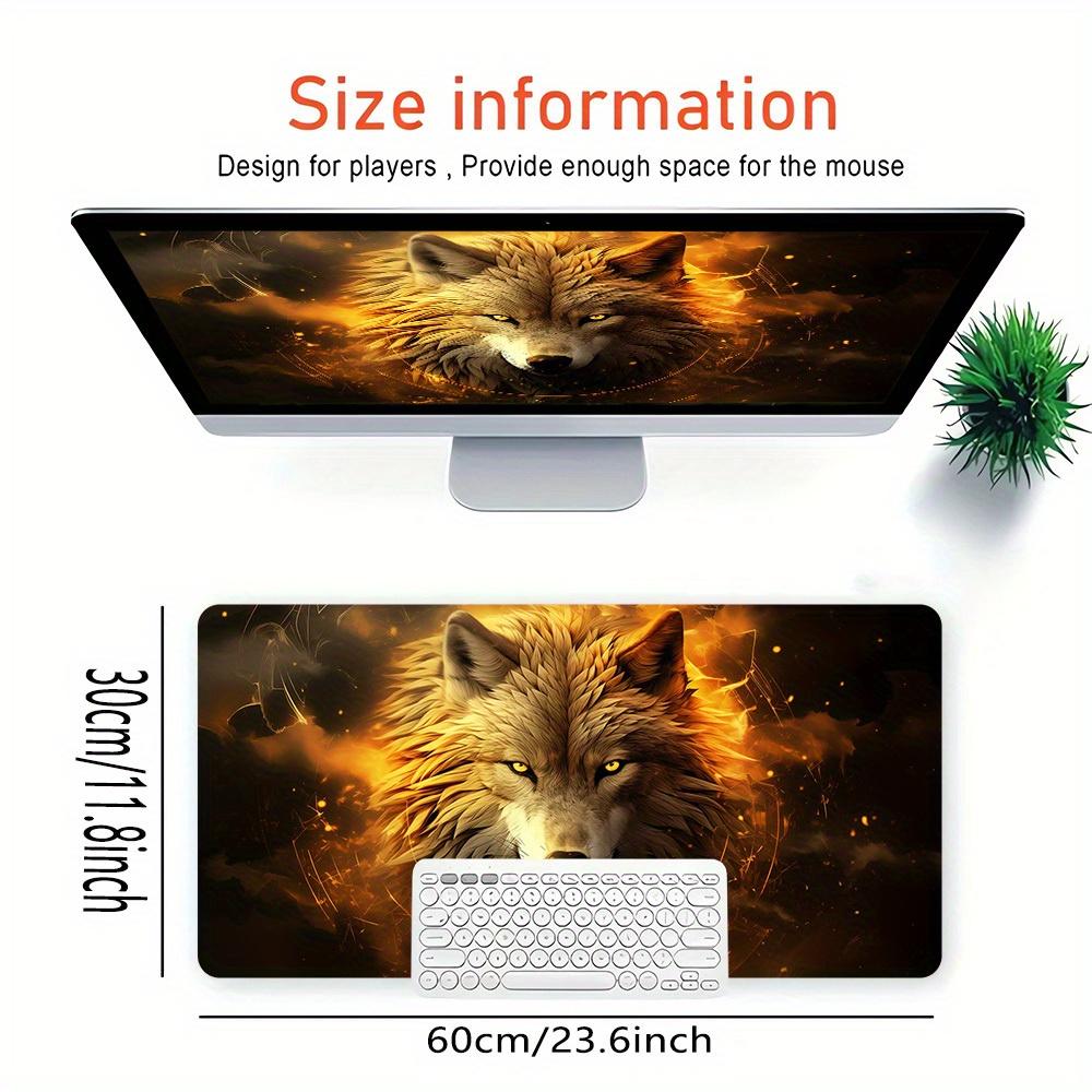 1pc Large Gaming Mouse Pad, UV Reactive Non-Slip Desk Mat, Washable PolyesterWolf, Fire, IntensityComputer Pad with Vibrant Game Machine Pri