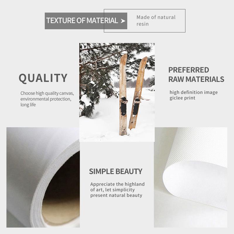 Winter Scenery Picture Canvas Painting Wall Art Elk Animal Wood Snowscape Poster and Print for Modern Home Living Room Decor