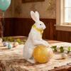 Easter Cute Rabbit Figurines Background Decoration Spring Resin Easter Egg Rabbit Figurines Party Supplies for Home Living Room