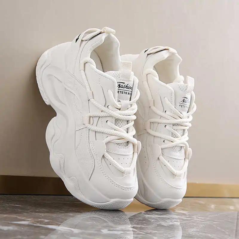 Fashion With Lacing Thick Bottom Sneakers Women Vulcanize Woman Black Tennis Rainbow Shoes Ladies Sport High Quality New Arrival