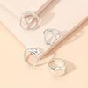 Retro Geometric Ring Set: 4-Piece Cool, Exaggerated Style Rings