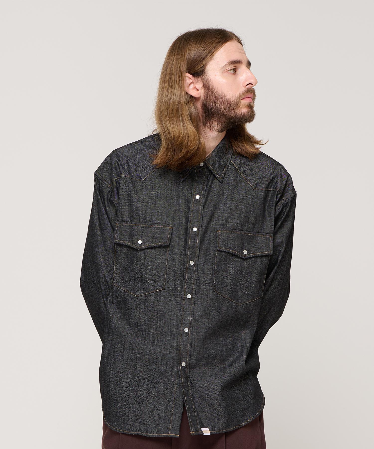 Cargo Bros Button Point Denim Shirt (Dark Denim) Free
