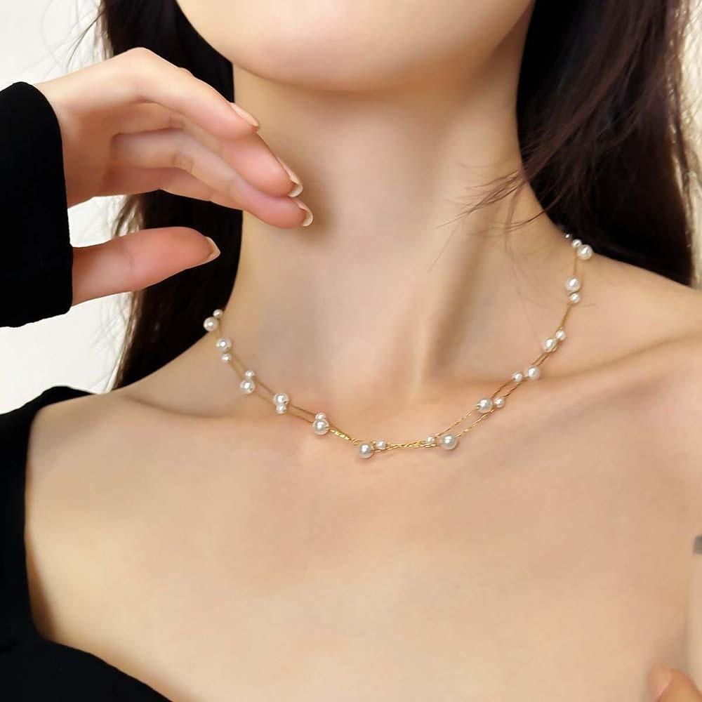 Luxury Beaded Choker Necklace Exquisite Collarbone Chain Brilliant Neck Pendant  Birthday Gift