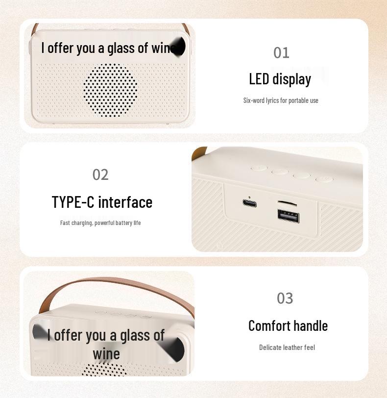 Y9 Dual-Mikrofon Bluetooth-Lautsprecher mit Liedtextanzeige - Tragbares Drahtloses KTV-Audiosystem