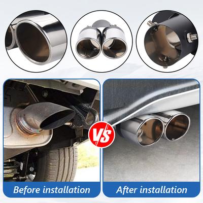 Universal Car Exhaust Muffler Exhaust Pipe Tail Throat Stainless Steel Car Muffler Tip Chrome Round Pipe Exhaust Tail Muffler