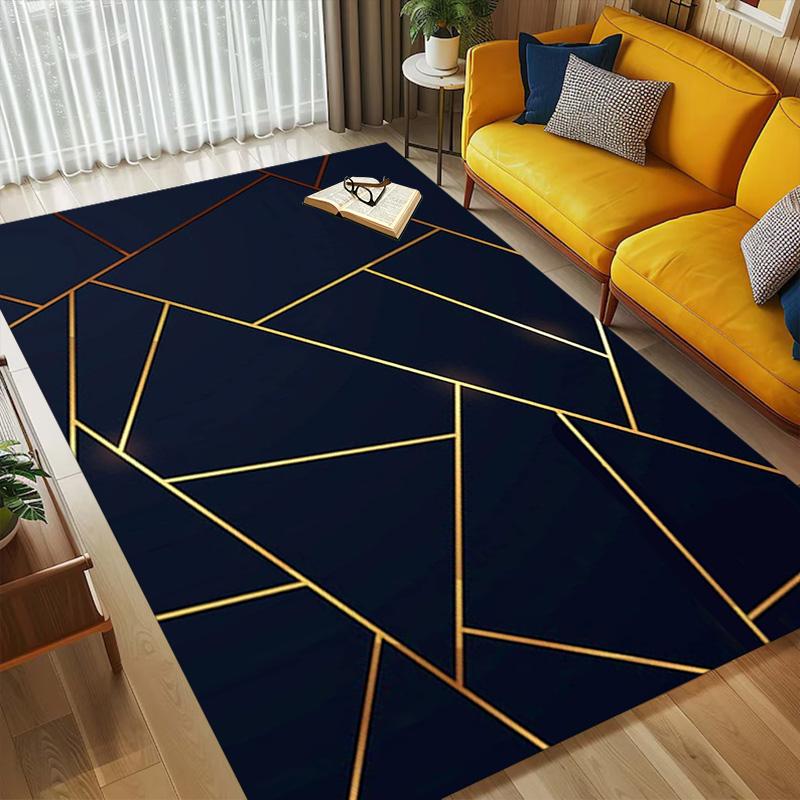 Golden Geometry Living Room Nonslip Area Rug Soft Carpet For Bedroom Game Playroom Sofa Office Home Decor Doormat Christmas Gift C9301883